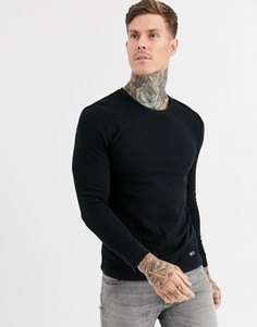 Черный джемпер с вафельной текстурой Bershka - Черный