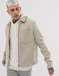 Бежевая куртка на молнии ASOS DESIGN - Бежевый
