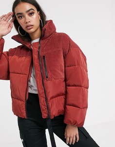 Красная дутая куртка с вельветовыми вставками ASOS DESIGN - Желтый