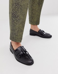 Черные кожаные лоферы с бахромой и кисточками ASOS DESIGN - Черный