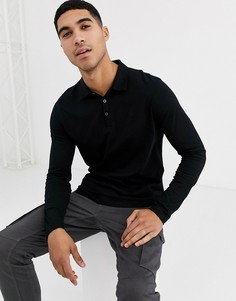Черное поло с длинными рукавами Burton Menswear - Черный
