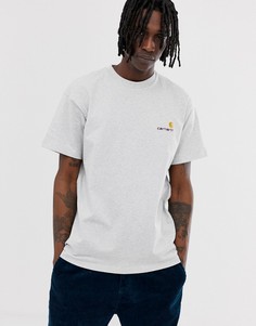 Светло-серая меланжевая футболка Carhartt WIP American - Серый