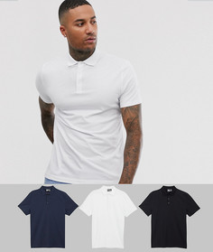 Набор из 3 трикотажных поло ASOS DESIGN Скидка