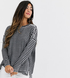 Oversize-футболка в полоску с длинными рукавами ASOS DESIGN Petite - Серый