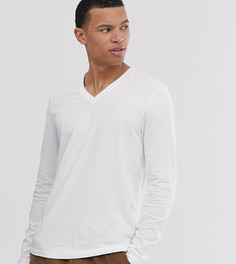 Белая футболка с длинными рукавами и V-образным вырезом ASOS DESIGN Tall - Белый