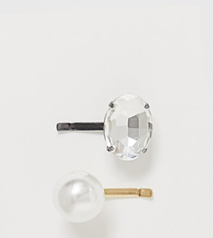 Эксклюзивный набор из 2 заколок с искусственным жемчугом и стразами Design B - Мульти