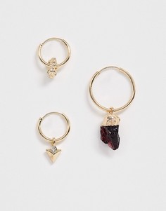 Золотистые серьги-подвески Monki - Золотой