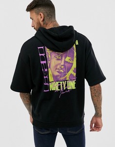 Черное oversize-худи с короткими рукавами и принтом на спине ASOS DESIGN - Черный