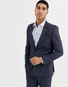 Приталенный темно-синий пиджак в клетку Burton Menswear - Темно-синий