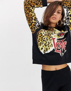 Свитшот с принтом леопард Love Moschino - Желтый
