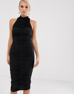 Облегающее платье с высоким воротом AX Paris - Черный