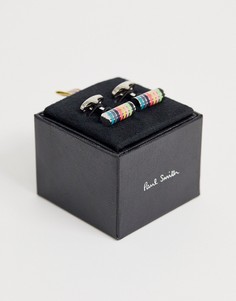 Серебристые запонки с разноцветной отделкой Paul Smith - Серебряный