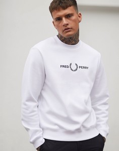 Белый свитшот с вышитым логотипом на груди Fred Perry - Белый