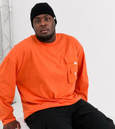 Оранжевая oversize-футболка с длинными рукавами и карманом в стиле милитари ASOS DESIGN Plus - Оранжевый