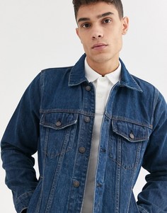 Выбеленная джинсовая куртка с вельветовым воротником Abercrombie & Fitch - Синий