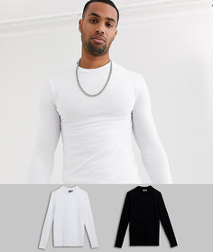 Набор из 2 облегающих лонгсливов с круглым вырезом ASOS DESIGN Tall Скидка