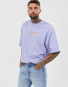 Фиолетовый oversize-свитшот с рукавами до локтя и надписью ASOS DESIGN - Фиолетовый