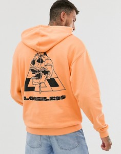 Oversize-худи оранжевого цвета с принтом черепа на спине ASOS DESIGN - Оранжевый