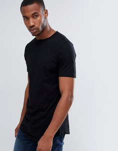 Белая удлиненная футболка с закругленным краем River Island - Черный