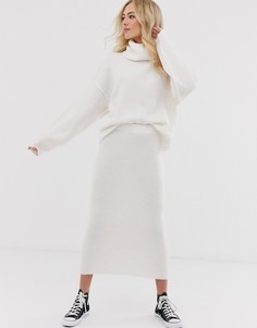 Юбка миди в крупный рубчик ASOS DESIGN - Кремовый