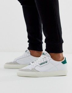 Кожаные кроссовки с зелеными вставками adidas Original continental 80 - Белый