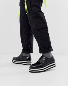Черные лакированные туфли на полосатой платформе со шнуровкой ASOS DESIGN - Черный
