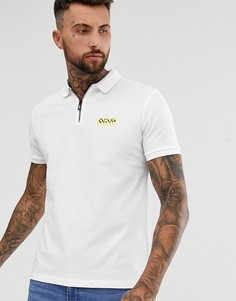 Белое поло с логотипом и молнией HUGO - Белый