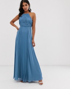 Платье макси со сборками на лифе ASOS DESIGN Bridesmaid - Синий