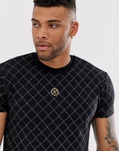 Черная обтягивающая футболка с монограммой SikSilk - Черный