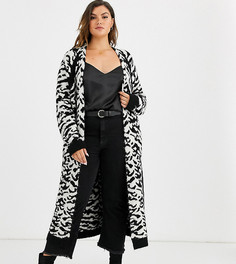 Кардиган макси со звериным принтом и искусственным мехом ASOS DESIGN Curve - Мульти