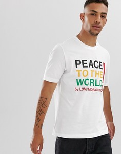 Белая футболка с принтом Love Moschino - Белый