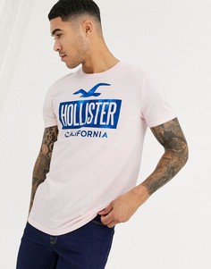 Розовая футболка с принтом логотипа Hollister - Розовый