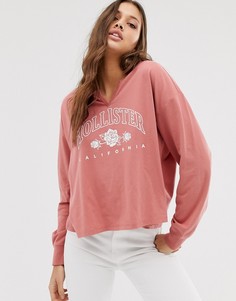 Светло-розовый лонгслив Hollister - Розовый