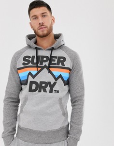 Серый свитшот с капюшоном и большим логотипом Superdry Downhill - Серый