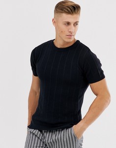 Темно-синяя обтягивающая трикотажная футболка River Island - Темно-синий