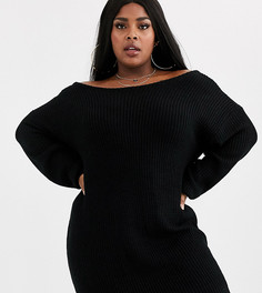 Черное платье-джемпер с открытыми плечами Missguided Plus - Черный