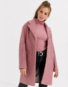 Розовое фактурное пальто-кокон ASOS DESIGN - Розовый