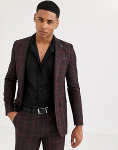 Красный зауженный пиджак в шотландскую клетку Burton Menswear - Красный