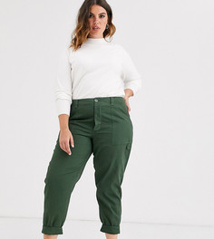 Узкие брюки цвета хаки в стиле милитари ASOS DESIGN Curve - Зеленый