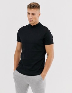 Черная футболка с высоким воротом New Look - Черный
