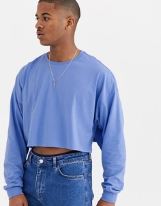 Синий укороченный oversize-лонгслив ASOS DESIGN - Фиолетовый