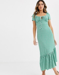 Платье макси в клеточку с пышными рукавами ASOS DESIGN - Мульти