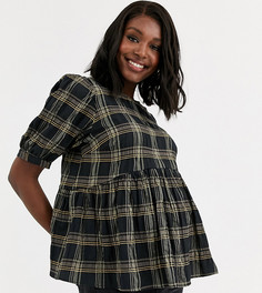 Свободный топ в клетку с короткими рукавами ASOS DESIGN Maternity - Бесцветный