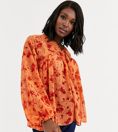 Свободный топ с V-образным вырезом и цветочным принтом ASOS DESIGN Maternity - Бесцветный