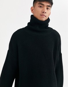 Черный oversize-джемпер с высоким воротником ASOS DESIGN - Черный