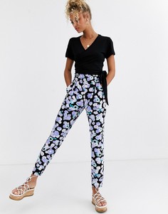 Брюки галифе с цветочным принтом и присборенной талией ASOS DESIGN - Мульти