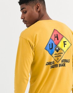 Желтая футболка с длинным рукавом и принтом HUF Hazard