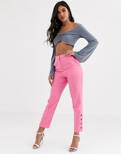 Узкие брюки с пуговицами ASOS DESIGN - Розовый