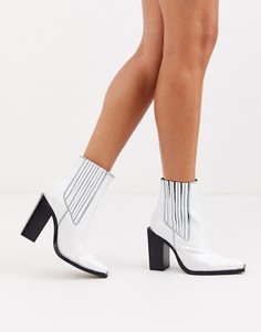 Белые ботинки челси в ковбойском стиле из премиум-кожи с крокодиловым эффектом ASOS DESIGN East Coast - Белый