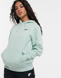 Мягкий oversize-худи зеленого цвета с маленьким логотипом-галочкой Nike - Синий